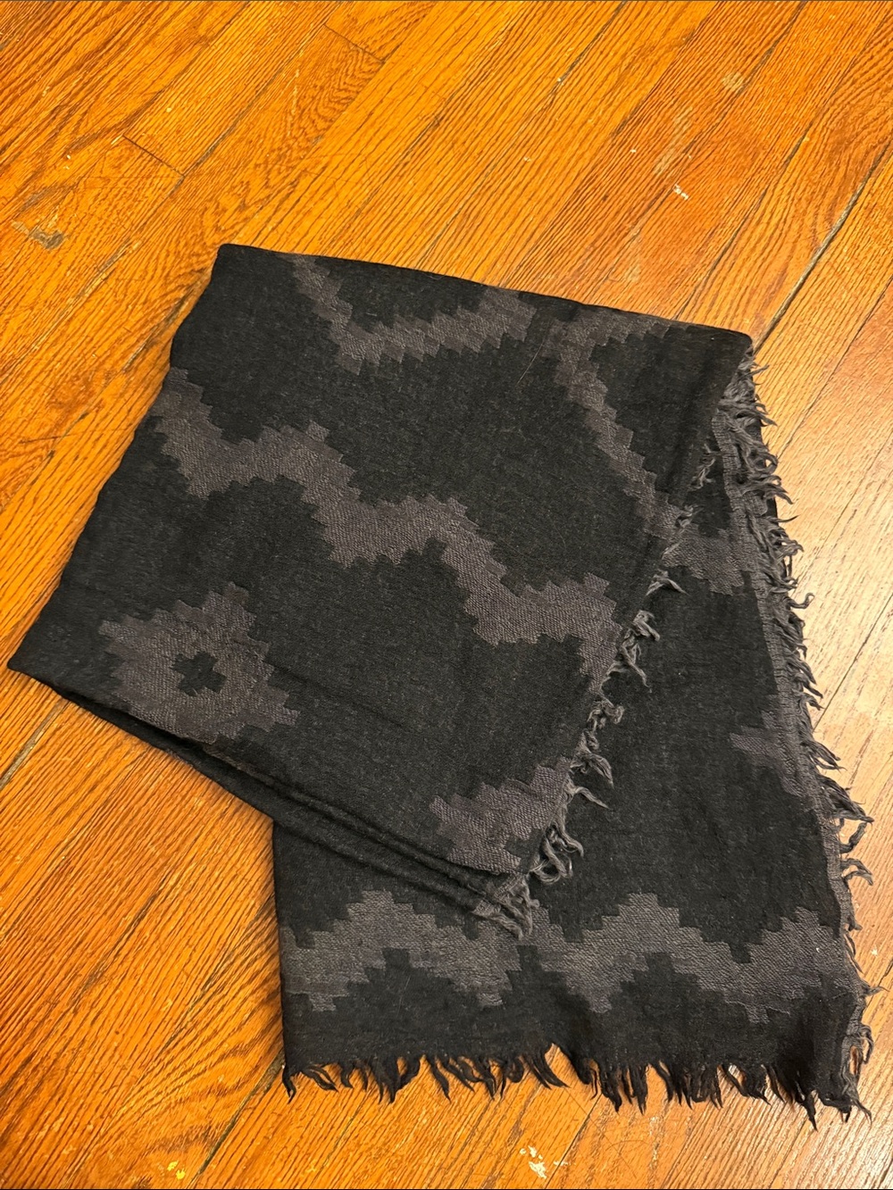 Wilfred Black & Charcoal Geometric Fringe Scarf